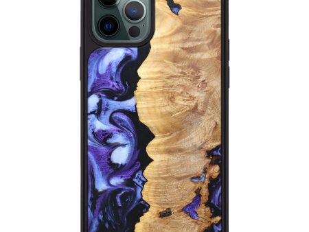 iPhone 12 Pro Max Wood+Resin Phone Case - Adelyn (Purple, 630703) Cheap