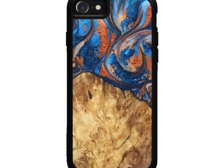 iPhone SE Wood+Resin Phone Case - Arron (Teal & Gold, 628782) Discount