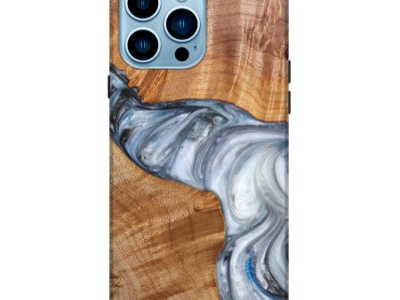 iPhone 14 Pro Max Wood+Resin Live Edge Phone Case - Donn (Black & White, 629763) Online now