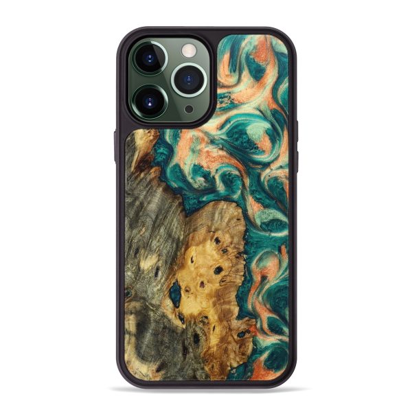 iPhone 13 Pro Max Wood+Resin Phone Case - Eve (Green, 629143) on Sale