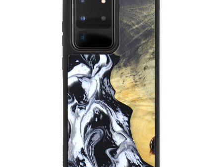 Galaxy S20 Ultra Wood+Resin Phone Case - Kaylee (Black & White, 629426) Discount