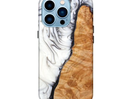 iPhone 14 Pro Wood+Resin Live Edge Phone Case - Marina (Black & White, 628538) Online Sale