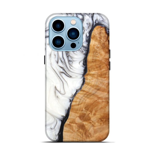 iPhone 14 Pro Wood+Resin Live Edge Phone Case - Marina (Black & White, 628538) Online Sale