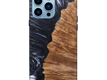 iPhone 14 Pro Max Wood+Resin Live Edge Phone Case - Juliette (Black & White, 628542) Cheap