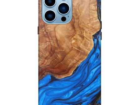 iPhone 14 Pro Max Wood+Resin Live Edge Phone Case - Sutton (Blue, 628996) Online Hot Sale