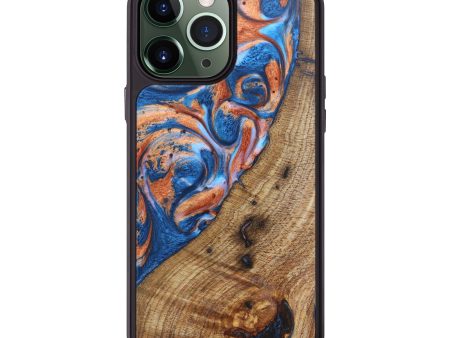 iPhone 13 Pro Max Wood+Resin Phone Case - Sapphire (Teal & Gold, 628266) Online now