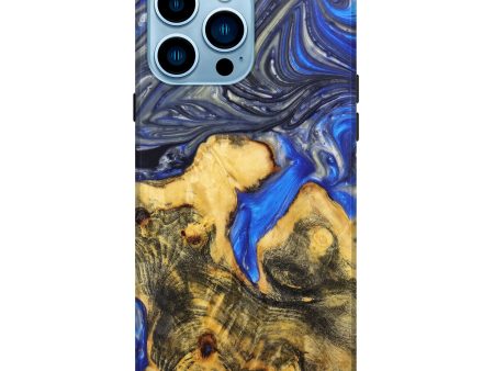 iPhone 14 Pro Max Wood+Resin Live Edge Phone Case - Cami (Blue, 628547) For Sale