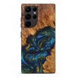 Galaxy S22 Ultra Wood+Resin Live Edge Phone Case - Symone (Teal & Gold, 629768) Cheap