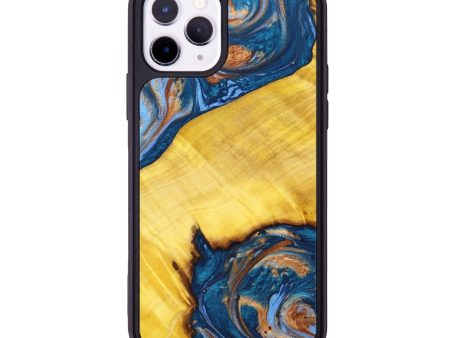 iPhone 11 Pro Wood+Resin Phone Case - Juliet (Teal & Gold, 630689) Online Hot Sale