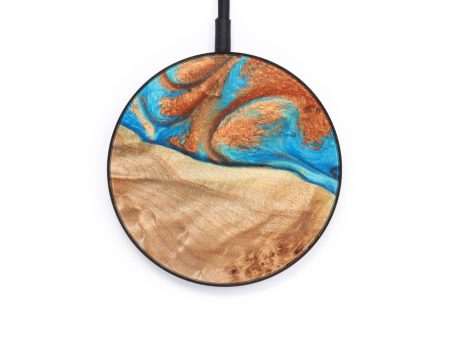 Circle Wood+Resin Wireless Charger - Allyson (Teal & Gold, 629531) Sale