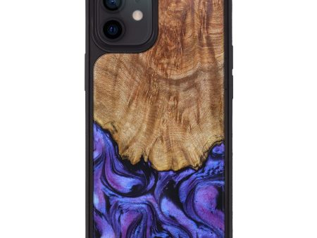 iPhone 12 Wood+Resin Phone Case - Chelsy (Purple, 628844) Cheap