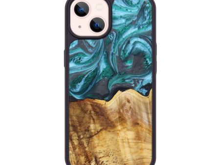 iPhone 14 Wood+Resin Phone Case - Ariadne (Green, 628833) Discount