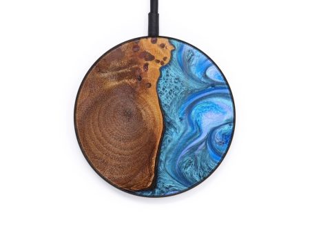 Circle Wood+Resin Wireless Charger - Freddie (Blue, 629537) Hot on Sale