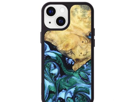 iPhone 13 mini Wood+Resin Phone Case - Alanna (Green, 628426) Cheap