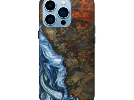 iPhone 14 Pro Wood+Resin Live Edge Phone Case - Poppy (Blue, 629007) Online Hot Sale