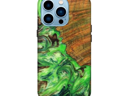 iPhone 14 Pro Wood+Resin Live Edge Phone Case - Maia (Green, 630125) Sale