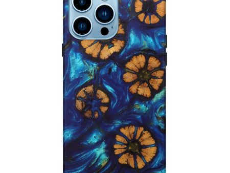 iPhone 14 Pro Max Wood+Resin Live Edge Phone Case - Ellery (Teal & Gold, 628546) Online