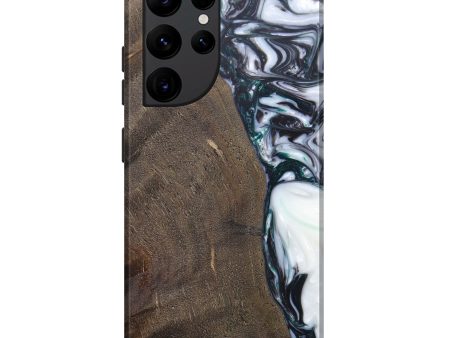 Galaxy S22 Ultra Wood+Resin Live Edge Phone Case - Jazlynn (Black & White, 629761) Sale