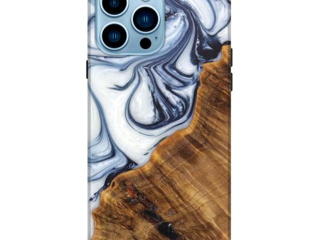 iPhone 14 Pro Max Wood+Resin Live Edge Phone Case - Queen (Black & White, 629765) For Cheap