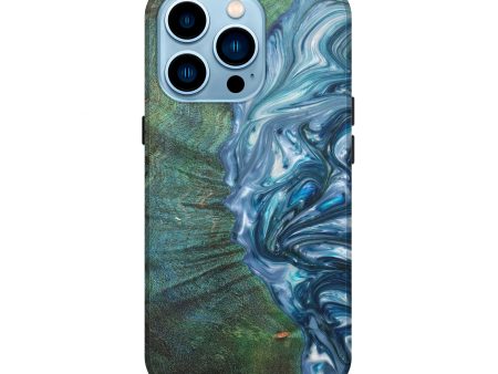 iPhone 14 Pro Wood+Resin Live Edge Phone Case - Syreeta (Blue, 628995) Hot on Sale