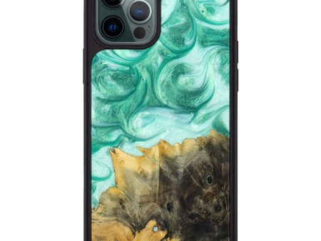 iPhone 12 Pro Max Wood+Resin Phone Case - Laureen (Green, 629698) on Sale