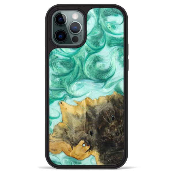 iPhone 12 Pro Max Wood+Resin Phone Case - Laureen (Green, 629698) on Sale