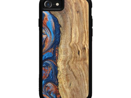 iPhone SE Wood+Resin Phone Case - Dayton (Teal & Gold, 628798) Discount