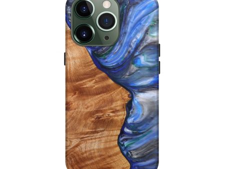 iPhone 13 Pro Wood+Resin Live Edge Phone Case - Giovani (Blue, 629555) Online Sale