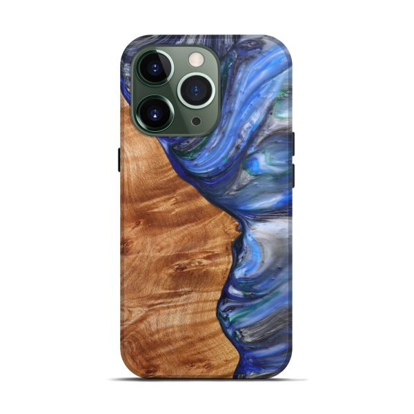 iPhone 13 Pro Wood+Resin Live Edge Phone Case - Giovani (Blue, 629555) Online Sale