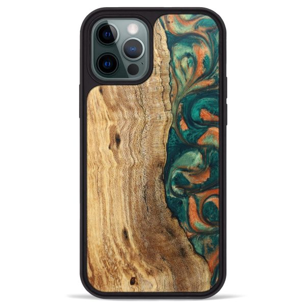 iPhone 12 Pro Max Wood+Resin Phone Case - Laylani (Green, 629139) Hot on Sale