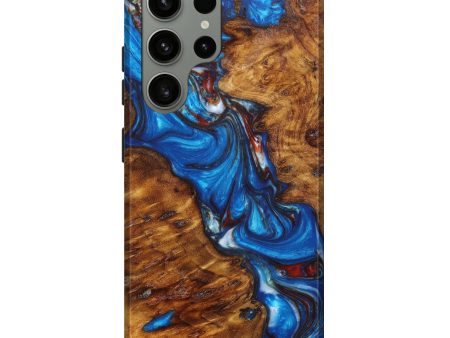 Galaxy S23 Ultra Wood+Resin Live Edge Phone Case - Carmella (Blue, 629553) For Cheap