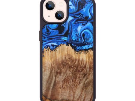 iPhone 14 Wood+Resin Phone Case - Denice (Blue, 628466) Discount