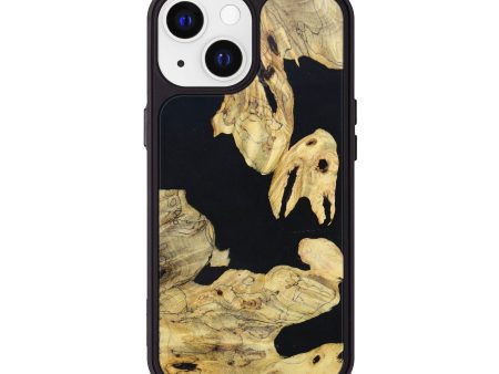 iPhone 13 Wood+Resin Phone Case - Althea (Black & White, 629406) For Sale