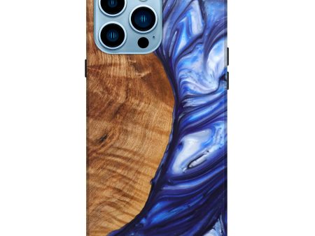 iPhone 14 Pro Max Wood+Resin Live Edge Phone Case - Kamila (Blue, 628541) Online