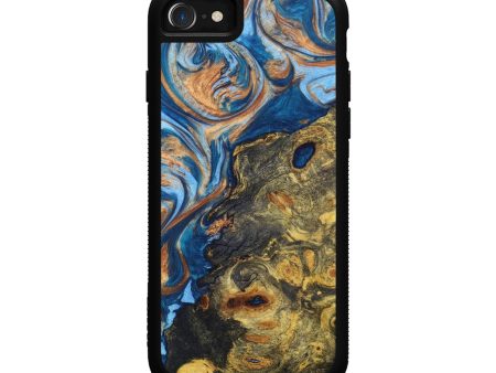 iPhone SE Wood+Resin Phone Case - Latoya (Teal & Gold, 630754) Hot on Sale