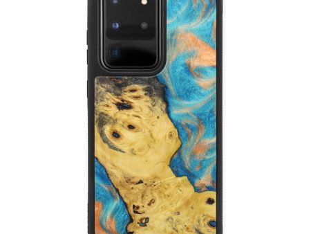 Galaxy S20 Ultra Wood+Resin Phone Case - Linsey (Teal & Gold, 631026) Hot on Sale