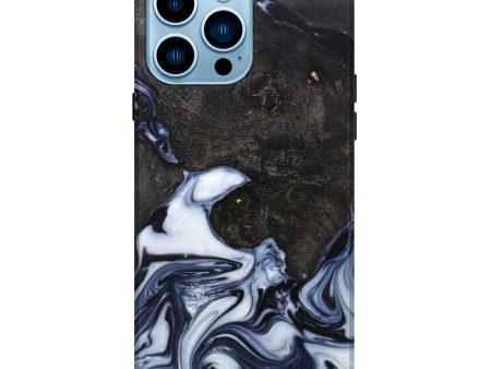 iPhone 14 Pro Max Wood+Resin Live Edge Phone Case - Kadeem (Black & White, 628648) For Cheap