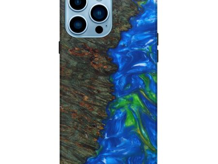 iPhone 14 Pro Max Wood+Resin Live Edge Phone Case - Johnpaul (Blue, 627707) For Discount