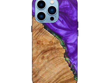 iPhone 14 Pro Wood+Resin Live Edge Phone Case - Boston (Purple, 626978) For Sale