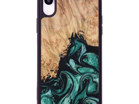 iPhone Xr Wood+Resin Phone Case - Adelina (Green, 626521) on Sale