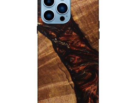 iPhone 14 Pro Max Wood+Resin Live Edge Phone Case - Qiana (Red, 625510) on Sale