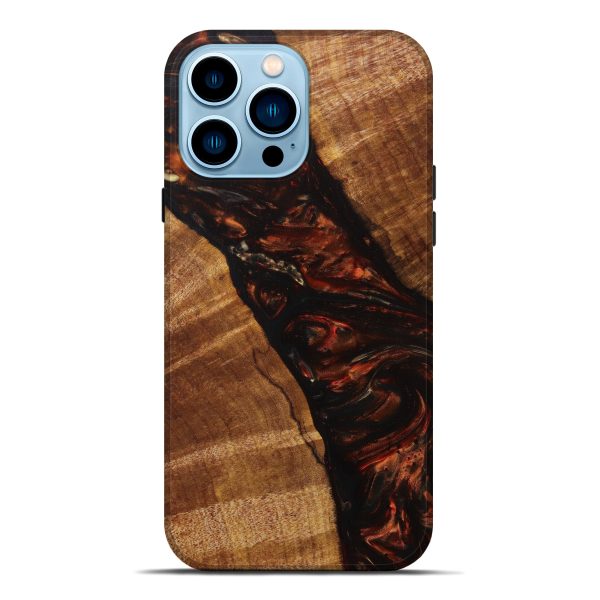 iPhone 14 Pro Max Wood+Resin Live Edge Phone Case - Qiana (Red, 625510) on Sale