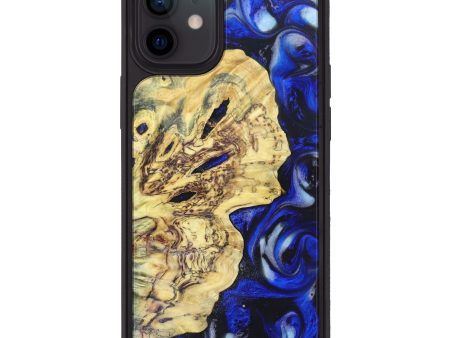 iPhone 12 Wood+Resin Phone Case - Destiney (Blue, 627297) For Cheap