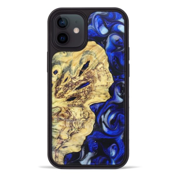 iPhone 12 Wood+Resin Phone Case - Destiney (Blue, 627297) For Cheap