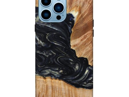 iPhone 14 Pro Max Wood+Resin Live Edge Phone Case - Audrina (Black & White, 630252) Online Sale