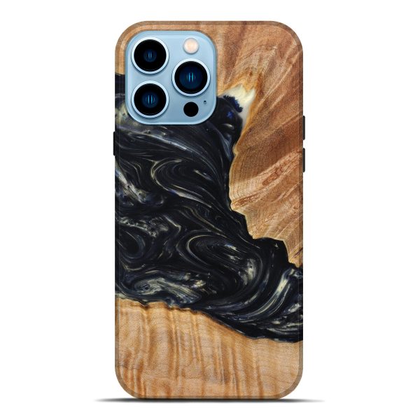 iPhone 14 Pro Max Wood+Resin Live Edge Phone Case - Audrina (Black & White, 630252) Online Sale