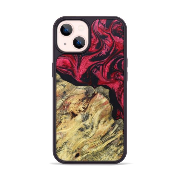 iPhone 14 Wood+Resin Phone Case - Amya (Red, 625588) For Cheap