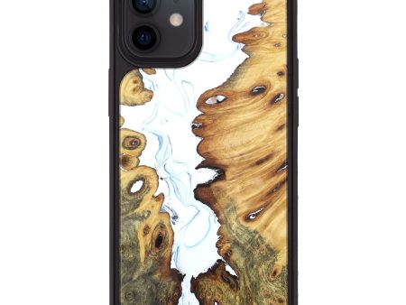 iPhone 12 Wood+Resin Phone Case - Andria (Black & White, 628904) For Sale