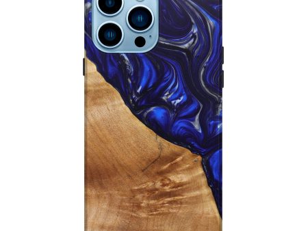 iPhone 14 Pro Max Wood+Resin Live Edge Phone Case - Junior (Blue, 630242) Discount