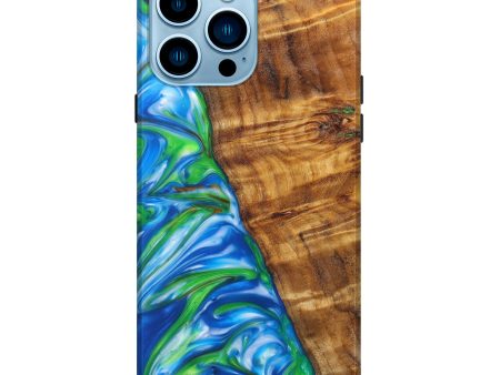 iPhone 14 Pro Max Wood+Resin Live Edge Phone Case - Enzo (Blue, 628677) Supply